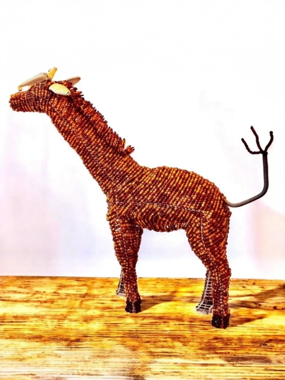 African Bead + Wire Giraffe Decorative Sculpture 13